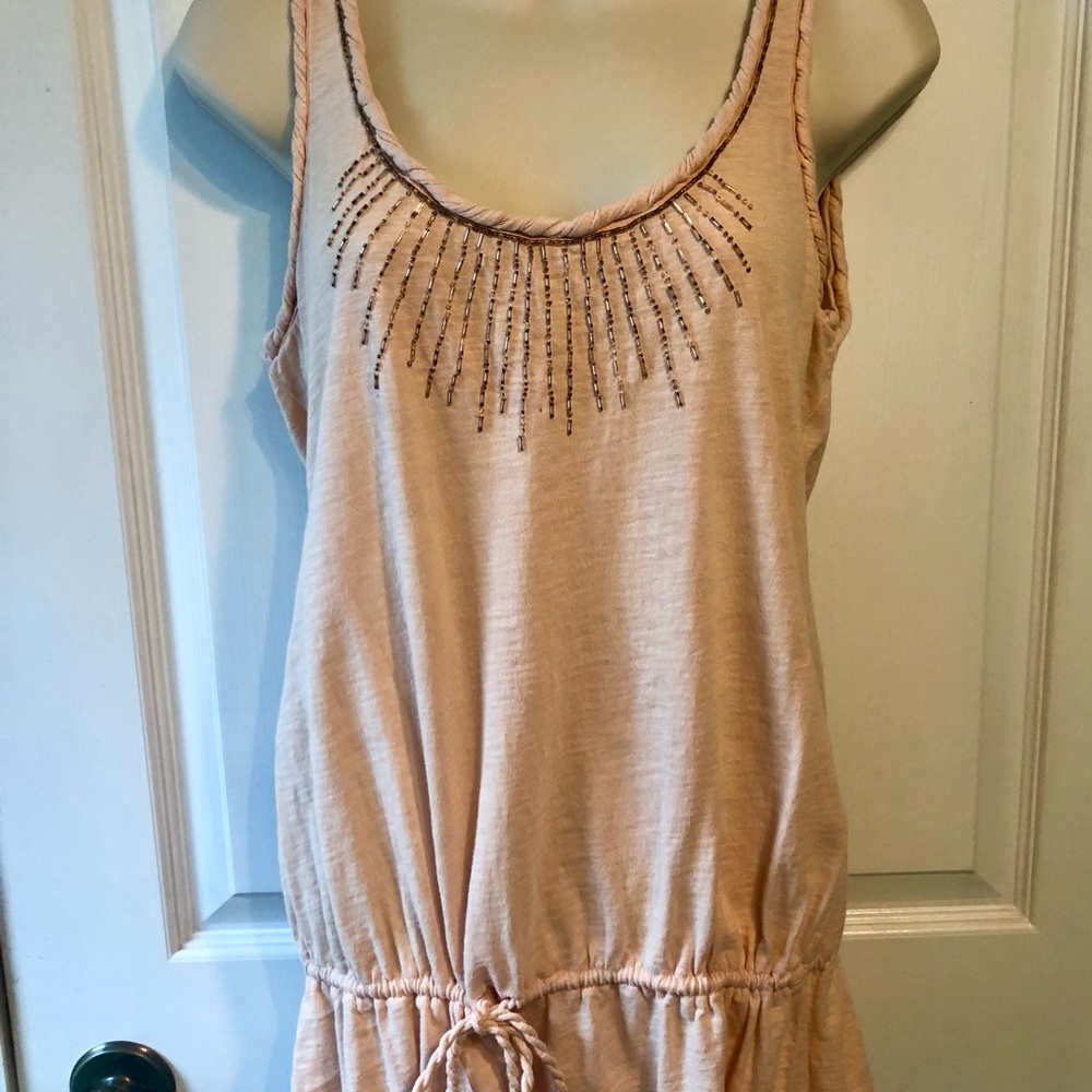 LOFT Soft Peach/Apricot Top with Beaded Neckline